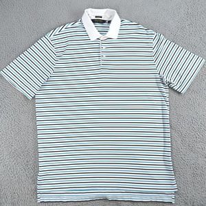 Polo Golf Ralph Lauren Shirt Mens XL White Blue Green Striped Performance Polo